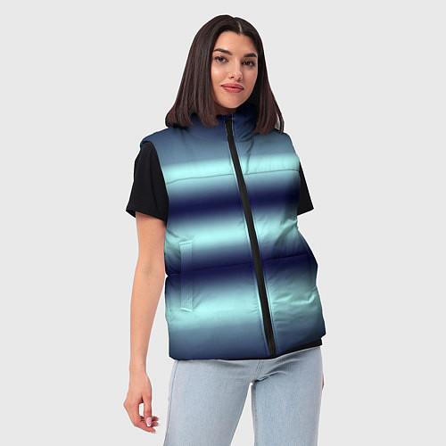 Женский жилет Полосы градиент / 3D-Черный – фото 3