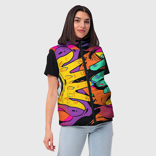 Женский жилет Психоделические руки / 3D-Черный – фото 3
