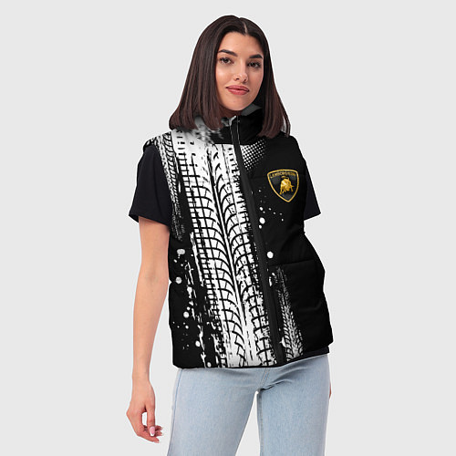 Женский жилет Ламборгини - следы от шин / 3D-Черный – фото 3