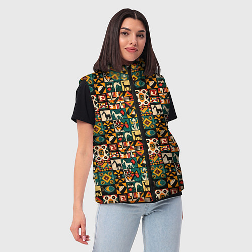 Женский жилет Африканские паттерн животные / 3D-Черный – фото 3