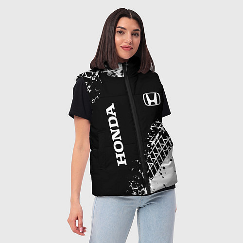 Женский жилет Хонда: следы от шин / 3D-Черный – фото 3