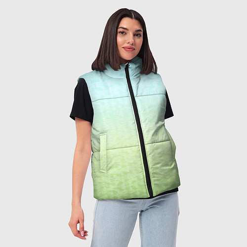 Женский жилет Tie-dye color gradient: blue-green / 3D-Светло-серый – фото 3