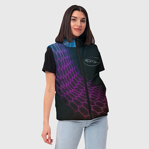 Женский жилет Jaguar neon hexagon / 3D-Черный – фото 3