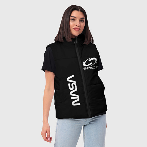 Женский жилет Nasa space logo white / 3D-Красный – фото 3