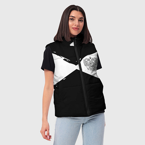 Женский жилет Герб рф абстрактные краски / 3D-Черный – фото 3
