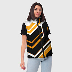 Женский жилет Чёрно-жёлтые полосы на белом фоне, цвет: 3D-красный — фото 2