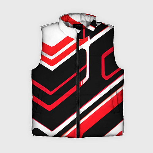 Женский жилет Бело-красные линии на чёрном фоне / 3D-Светло-серый – фото 1