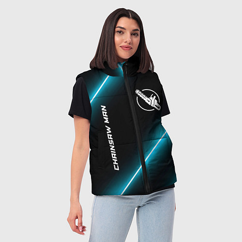 Женский жилет Chainsaw Man неоновые лампы / 3D-Черный – фото 3