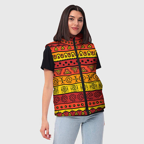 Женский жилет Африканские этнический орнамент / 3D-Черный – фото 3