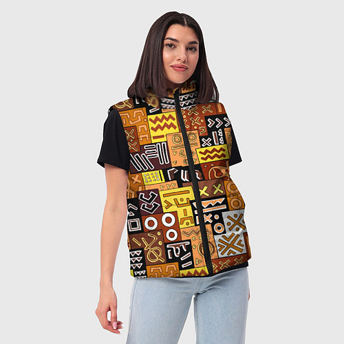 Женский жилет Африканские этнический коллаж / 3D-Черный – фото 3