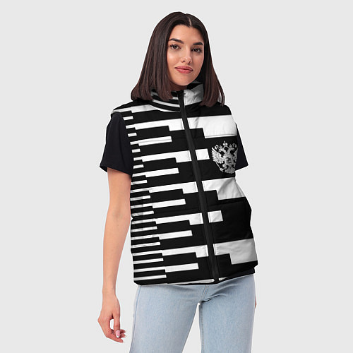 Женский жилет Россия геометрия / 3D-Черный – фото 3