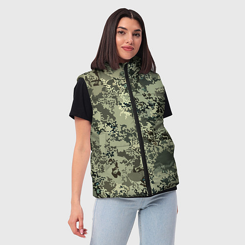 Женский жилет Оливковый хаки паттерн / 3D-Черный – фото 3