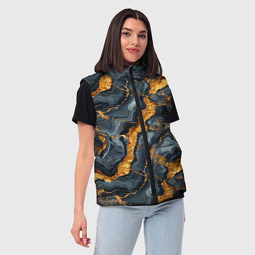 Женский жилет Золотой мрамор / 3D-Светло-серый – фото 3