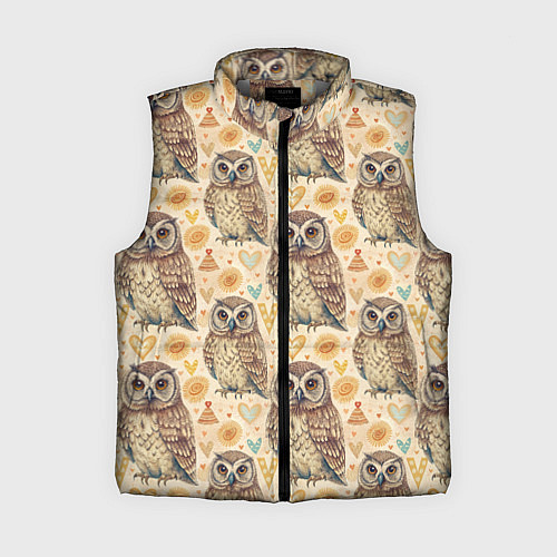 Женский жилет Совы милые в паттерне / 3D-Светло-серый – фото 1