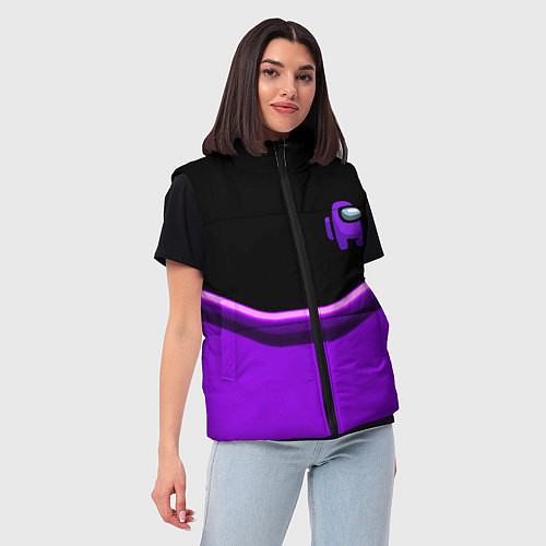 Женский жилет Among us neon geometry / 3D-Черный – фото 3