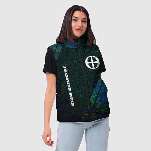 Женский жилет Blue Exorcist glitch blue / 3D-Черный – фото 3