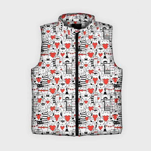Женский жилет Котики держат сердечки / 3D-Светло-серый – фото 1