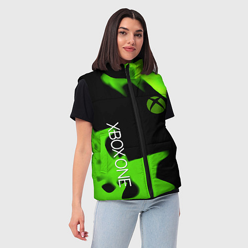 Женский жилет Xbox one green flame / 3D-Светло-серый – фото 3