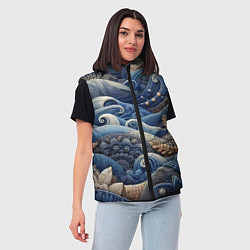 Женский жилет Джинсовые волны - нейросеть, цвет: 3D-красный — фото 2