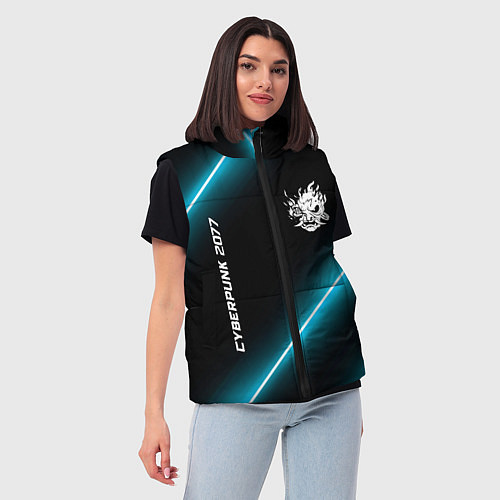 Женский жилет Cyberpunk 2077 неоновые лампы / 3D-Черный – фото 3
