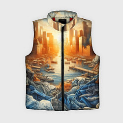 Женский жилет Нью-Йорк с джинсовыми берегами - нейросеть