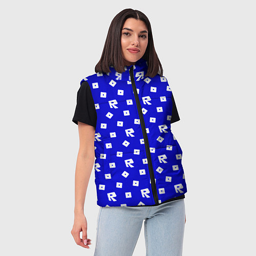 Женский жилет Roblox blue pattern / 3D-Черный – фото 3