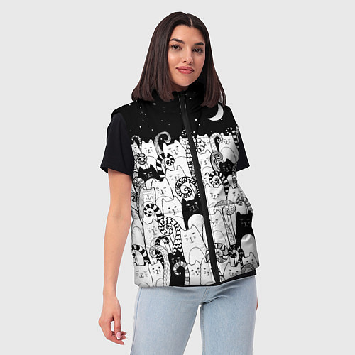 Женский жилет Коты с креативными хвостами / 3D-Черный – фото 3