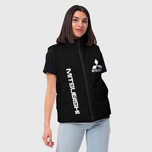Женский жилет Mitsubishi logo white auto / 3D-Черный – фото 3