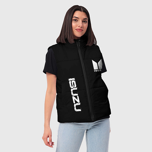Женский жилет Isuzu logo white / 3D-Черный – фото 3
