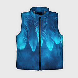 Женский жилет Вертикальные синие перья и дым, цвет: 3D-светло-серый