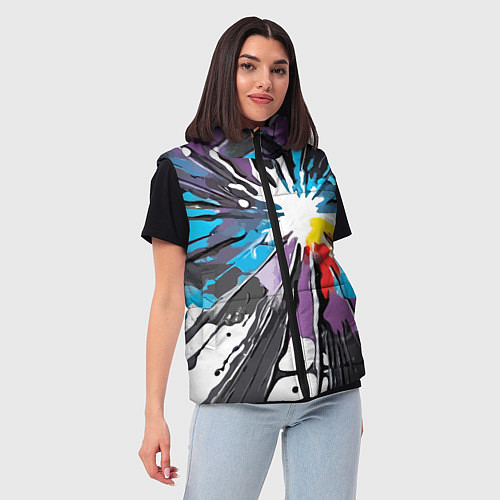 Женский жилет Кляксы краски - абстракция / 3D-Красный – фото 3