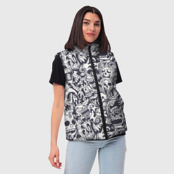 Женский жилет Черепа с волосами, цвет: 3D-черный — фото 2