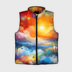 Женский жилет Закат солнца - разноцветные облака, цвет: 3D-светло-серый