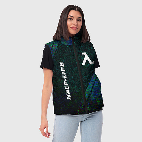 Женский жилет Half-Life glitch blue / 3D-Черный – фото 3