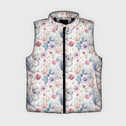 Женский жилет Бельчонок в цветах, цвет: 3D-черный