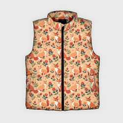 Женский жилет Лисята в розах, цвет: 3D-красный