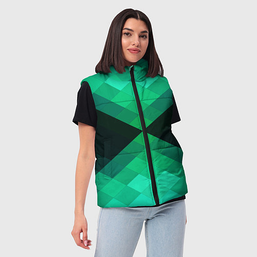 Женский жилет Изумрудная мозаика / 3D-Черный – фото 3