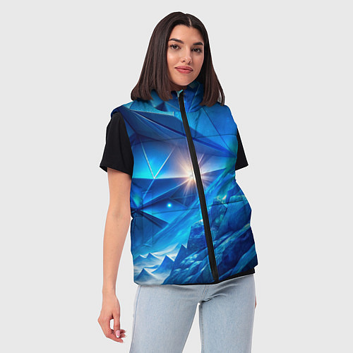 Женский жилет Синяя объемная абстракция со вспышкой / 3D-Красный – фото 3