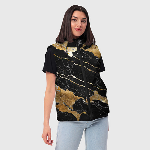 Женский жилет Мрамор Порторо - абстрактная текстура / 3D-Черный – фото 3