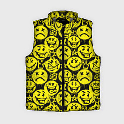 Женский жилет Желтые смайлики узор, цвет: 3D-светло-серый