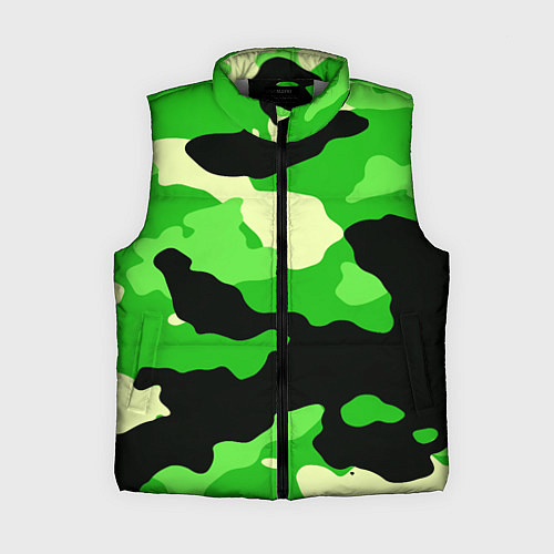 Женский жилет Зелёный камуфляж текстура / 3D-Светло-серый – фото 1