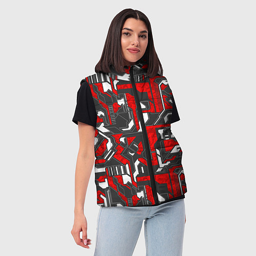 Женский жилет Абстракция геометрический паттерн / 3D-Черный – фото 3