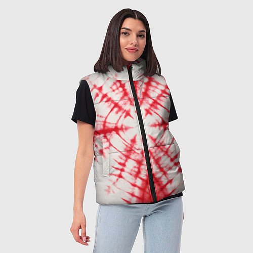 Женский жилет Тай-дай бело-красный / 3D-Светло-серый – фото 3