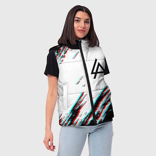 Женский жилет Linkin park краски глитч / 3D-Светло-серый – фото 3