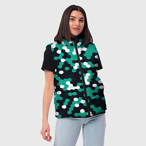 Женский жилет Милитари стекло текстура / 3D-Красный – фото 3