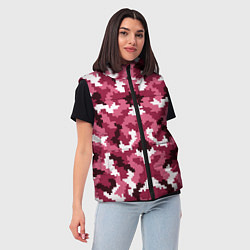 Женский жилет Розовые пиксели камуфляж, цвет: 3D-светло-серый — фото 2