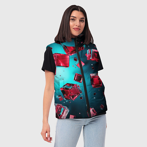 Женский жилет Взрыв из камней / 3D-Черный – фото 3