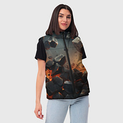 Женский жилет Эпичный взрыв из камней, цвет: 3D-черный — фото 2