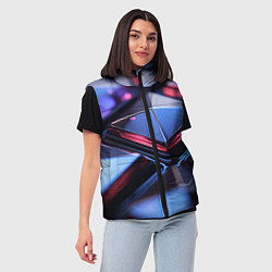 Женский жилет Абстрактные фиолетовые плиты со свечением, цвет: 3D-черный — фото 2