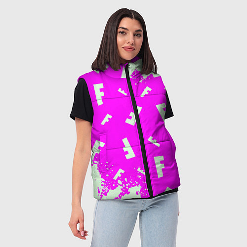 Женский жилет Fortnite pattern pink / 3D-Светло-серый – фото 3
